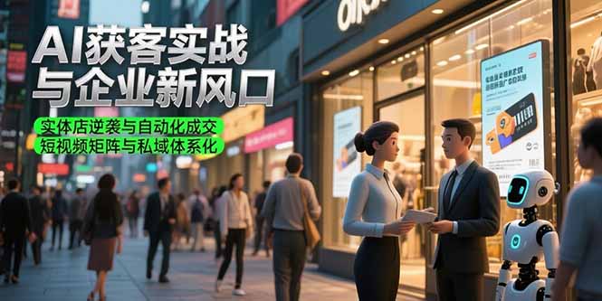 AI获客实战与企业新风口，实体店逆袭与自动化成交 短视频矩阵与私域体系化-创业项目库