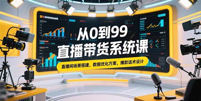 从0到99直播带货系统课，直播间场景搭建，数据优化方案，爆款话术设计-创业项目库
