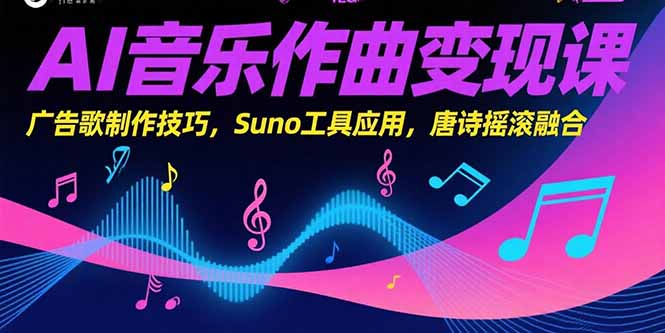 AI音乐作曲变现课，广告歌制作技巧，Suno工具应用，唐诗摇滚融合-创业项目库