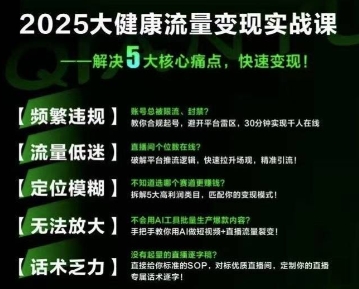 大健康流量全域新增长8.0，三月底线下课视频，大健康万亿蓝海，从类目突围到模式迭代-创业项目库