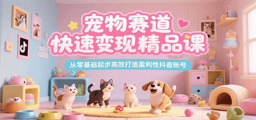 宠物赛道快速变现精品课，从零基础起步高效打造盈利性抖音账号-创业项目库