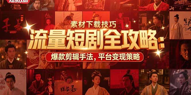 流量短剧全攻略：素材下载技巧，爆款剪辑手法，平台变现策略-创业项目库
