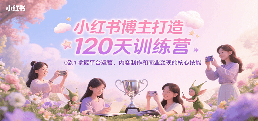 小红书博主打造120天训练营，0到1掌握平台运营、内容制作和商业变现-创业项目库