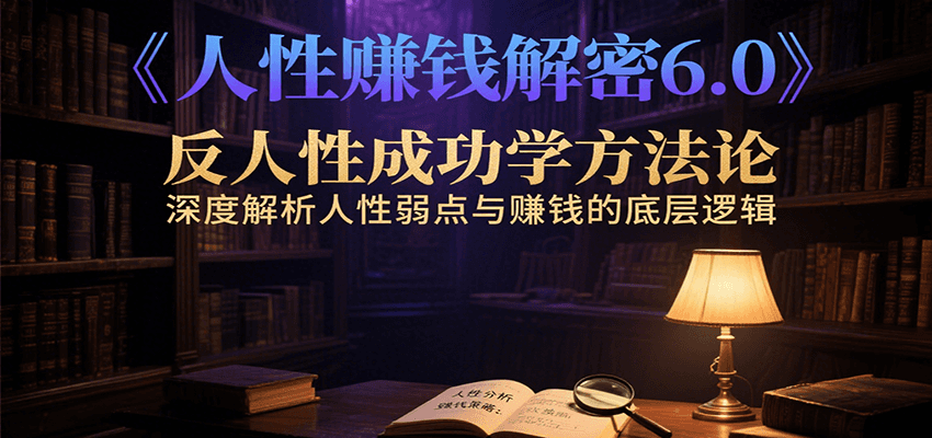 人性赚钱解密6.0，反人性成功学方法论，深度解析人性弱点与赚钱的底层逻辑-创业项目库