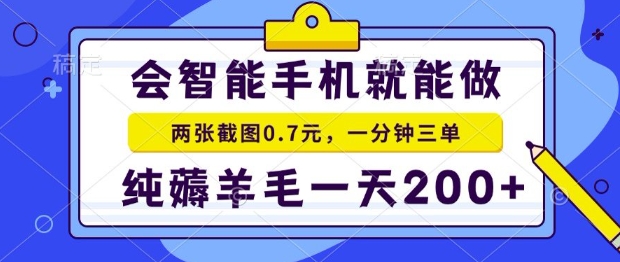 2025年零撸手机项目，二十秒一单，纯薅羊毛，一天200+做就有【揭秘】-创业项目库