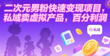二次元男粉快速变现项目，私域卖虚拟产品，百分利润-创业项目库