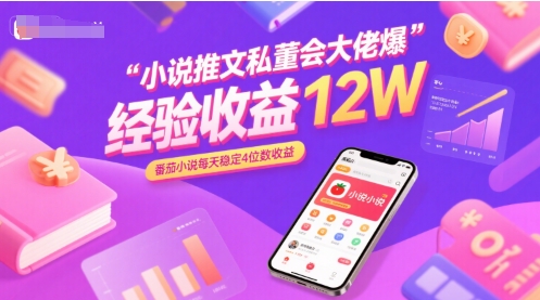 小说推文私董会大佬爆单经验分享收益12W，番茄小说每天稳定4位数收益-创业项目库