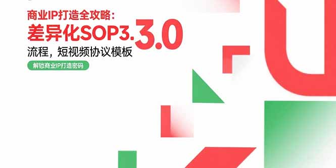 商业IP打造全攻略：差异化SOP3.0流程，短视频协议模板，婚恋项目实战案例-创业项目库
