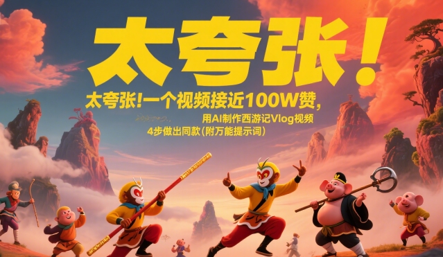 太夸张！一个视频接近100W赞，用AI制作西游记Vlog视频，全流程拆解来了(附万能提示词)-创业项目库
