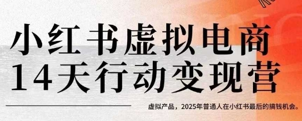 小红书虚拟电商14天变现训练营，虚拟产品，2025年普通人在小红书最后的搞钱机会-创业项目库