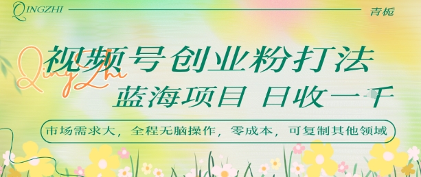 视频号创业粉打法，日入1k，蓝海项目，市场需求大，全程无脑操作，可复制-创业项目库