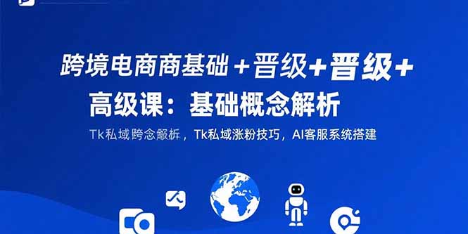 跨境电商基础+晋级+高级课：基础概念解析,Tk私域涨粉技巧,AI客服系统搭建-创业项目库