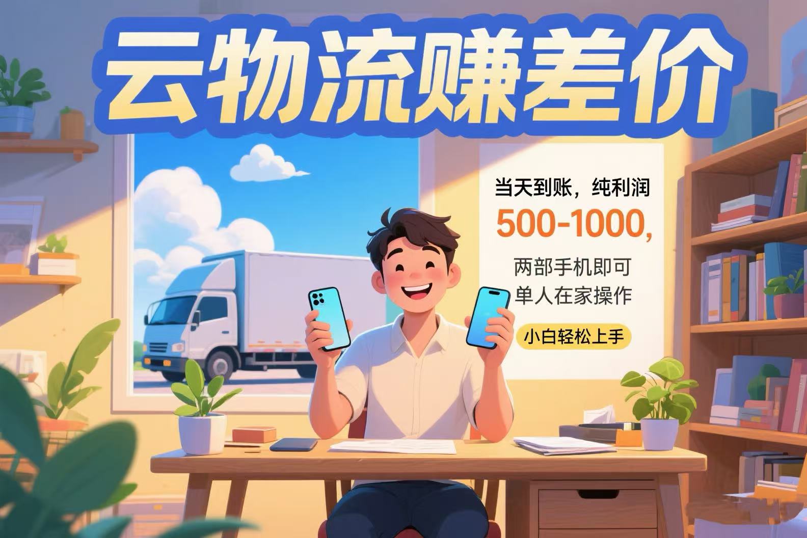 云物流赚差价 当天到账纯利润500-1000 两部手机即可 可单人在家操作 小…-创业项目库