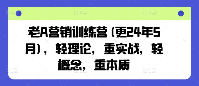 老A营销训练营(更25年7月)，轻理论，重实战，轻概念，重本质-创业项目库