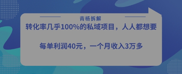 转化率最高的私域项目，每单利润40-50米，月入过1w-创业项目库
