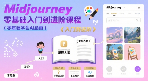 midjourney零基础入门到进阶课程，零基础学会AI绘画-创业项目库
