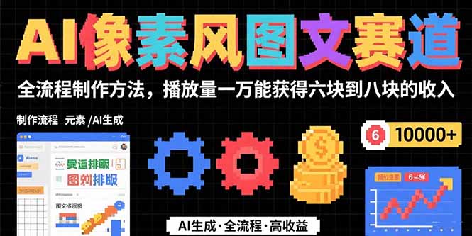 AI像素风图文赛道：全流程制作方法，播放量一万能获得6块到8块的收入-创业项目库
