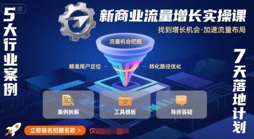 新商业流量增长实操课，找到增长机会，加速流量布局-创业项目库